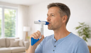 Atemtherapiegerät RC-Cornet PLUS in der Anwendung
